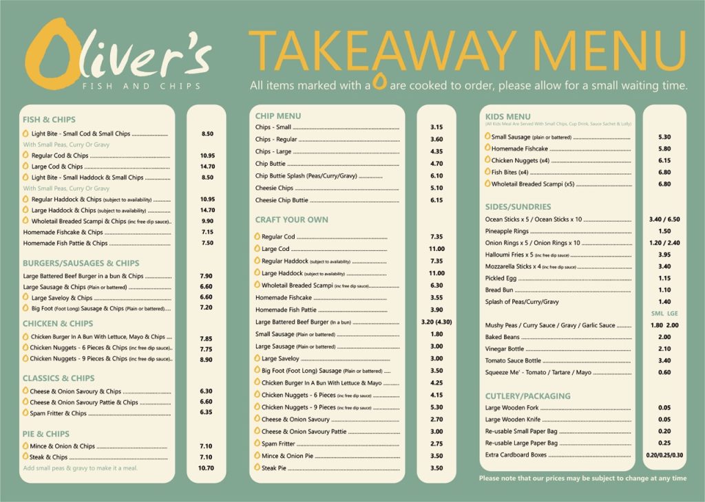 Takeaway menu 2026 1 large