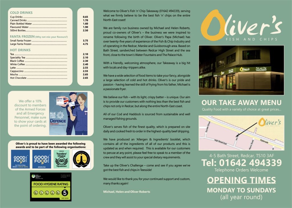 Takeaway menu 2026 2 large